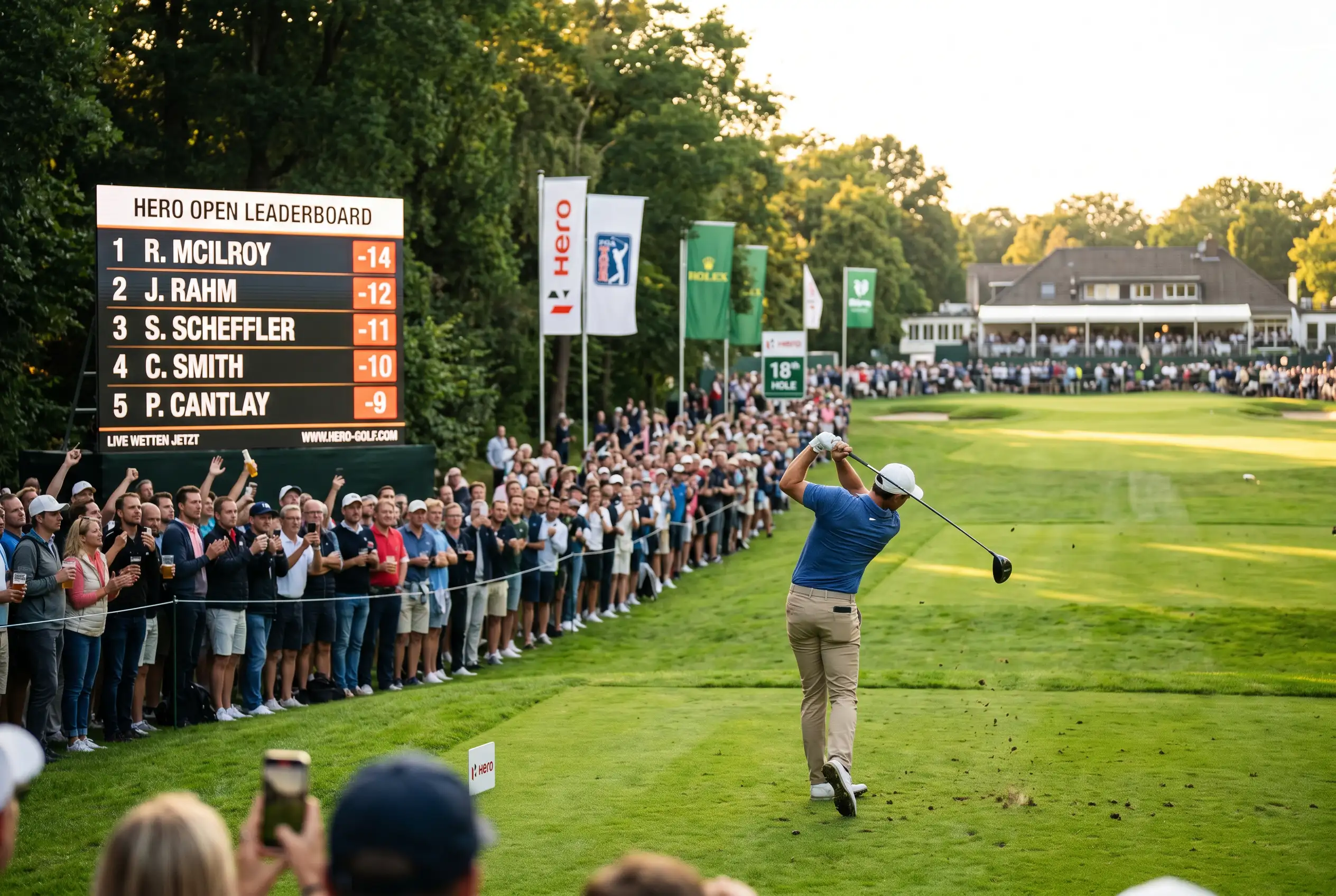 Golf Live Wetten während eines Turniers mit Leaderboard und Quotenänderungen in Echtzeit
